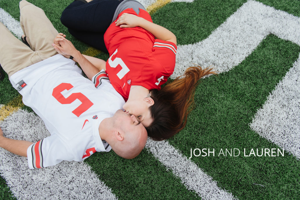 josh-and-lauren | Jessica Miller Photography engaged couple laying on OSU field