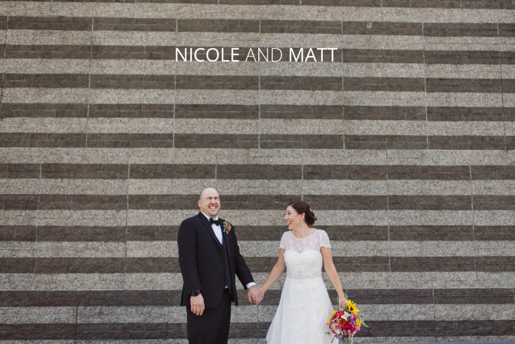 nicole and matt | Jessica Miller Photography bride and groom in front of cleveland art museum