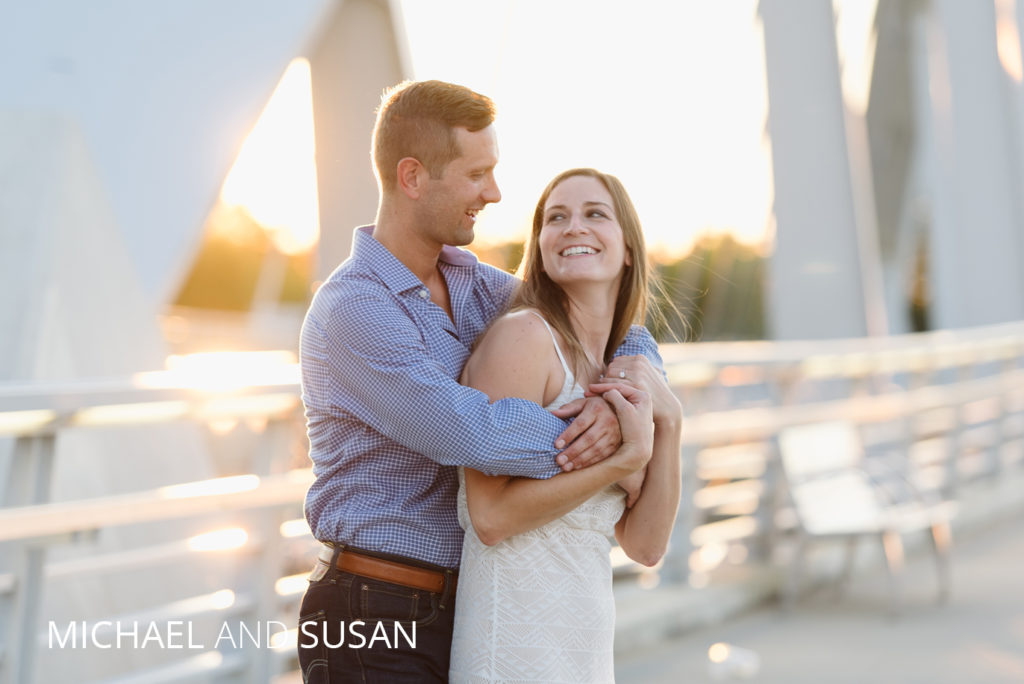 mike susan21 | Jessica Miller Photography michael and susan hugging on the main street bridge downtown columbus