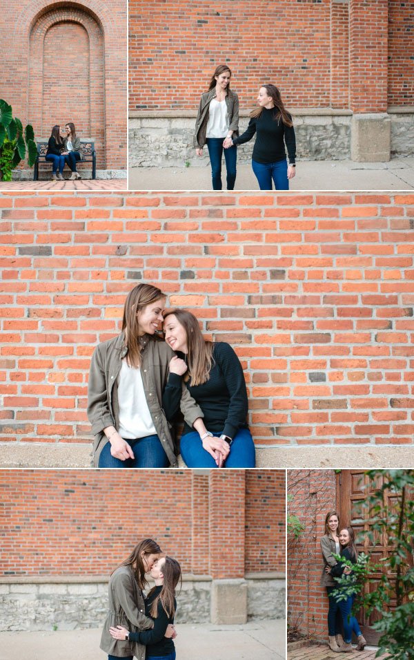 Two women hugging and kissing