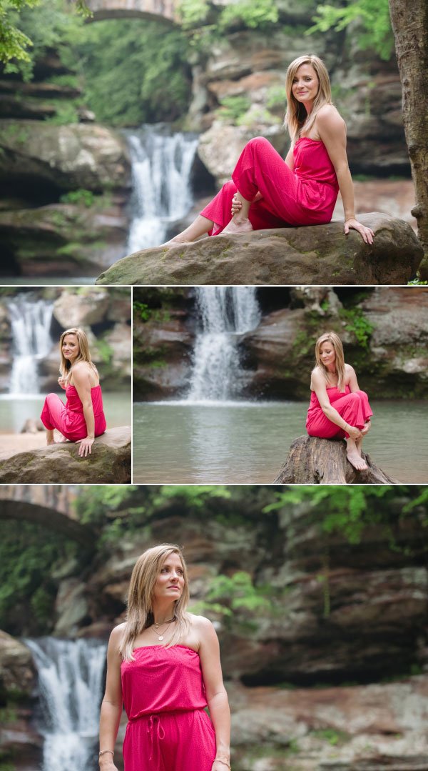 a woman sitting on a rock