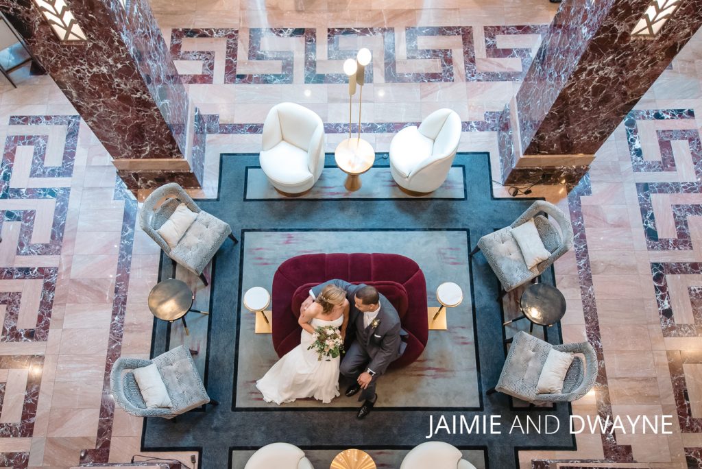 wedding photographers columbus ohio | Jessica Miller Photography bride and groom in hotel lobby