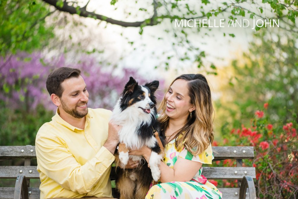 downtown Columbus Engagement | Jessica Miller Photography an engagaged couple with their dog