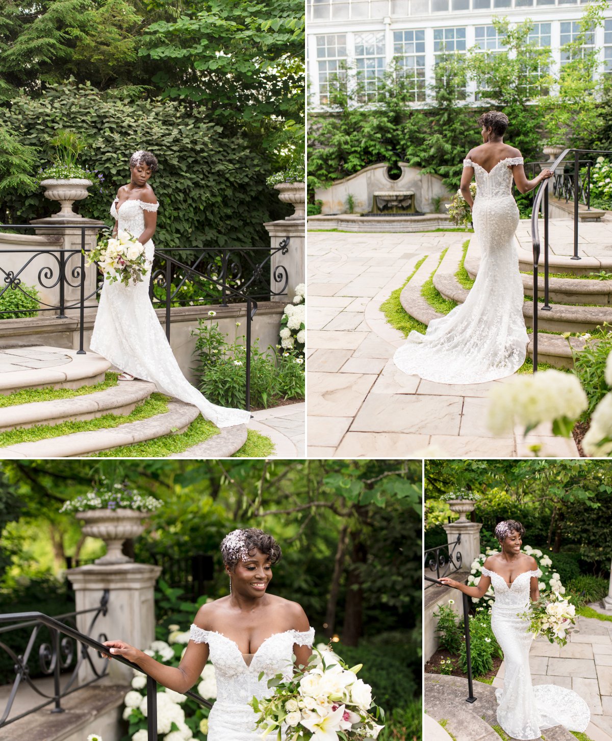 bridal portraits in bride's garden