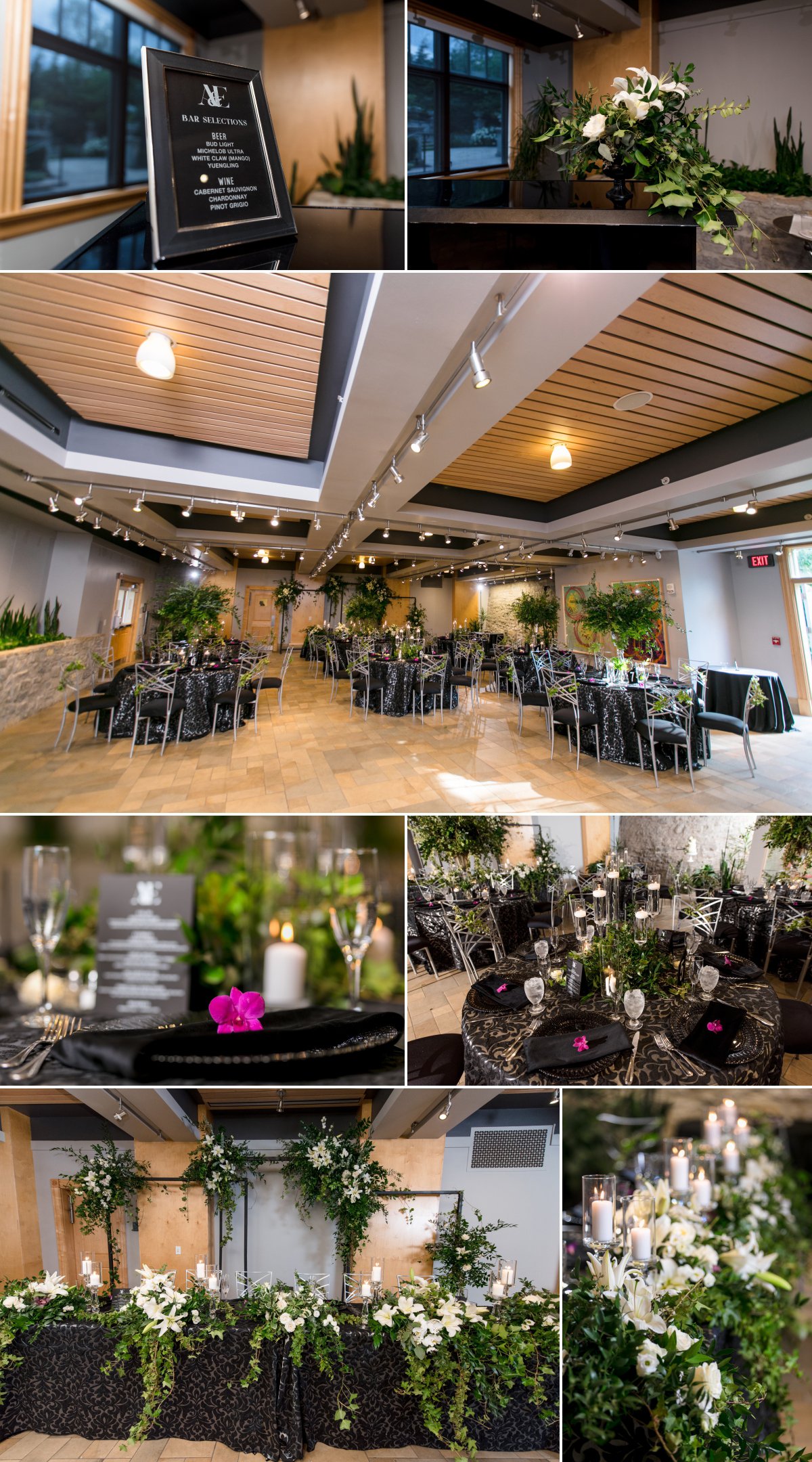 reception with lilies and greenery