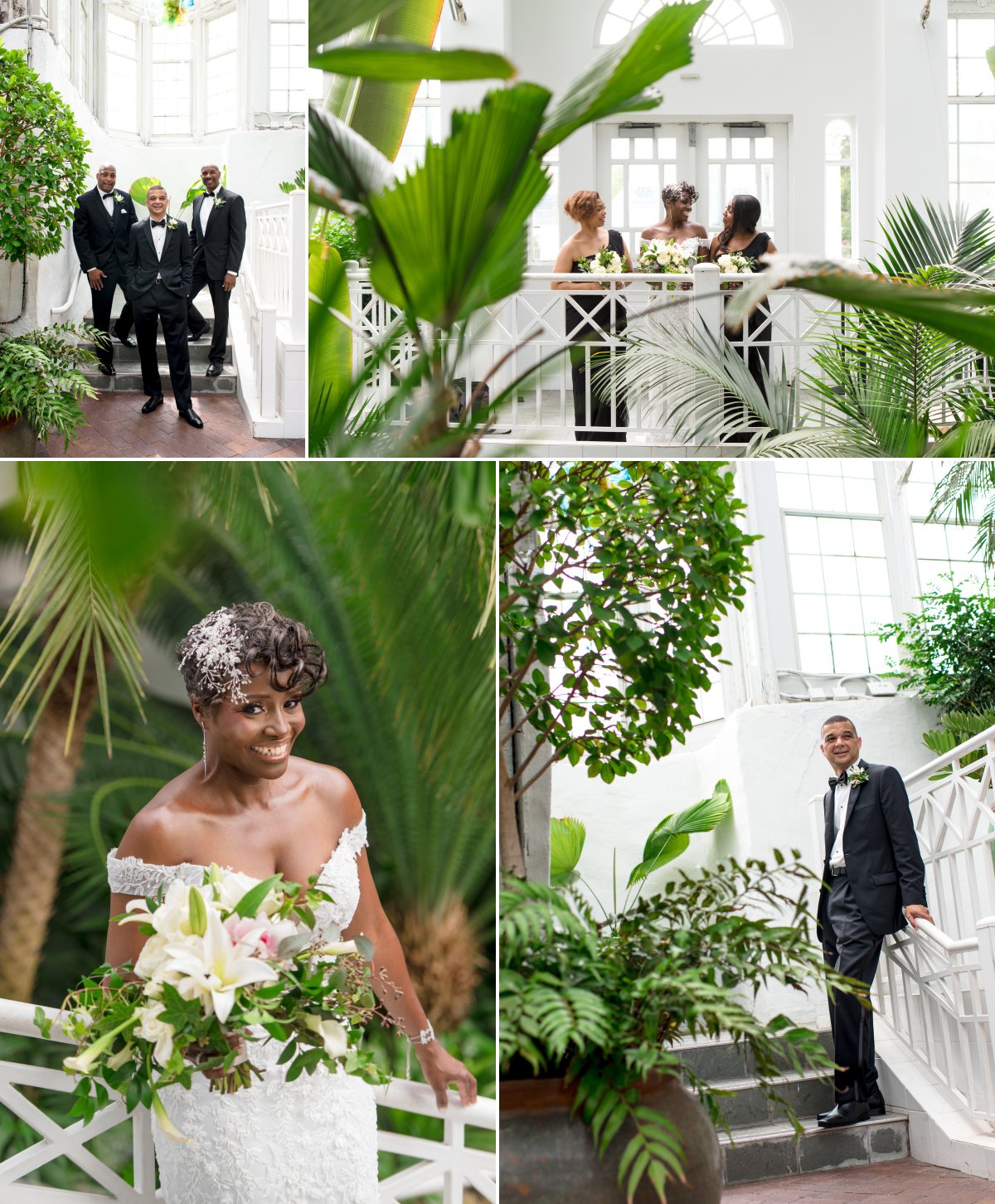 Bride and Groom take photos with their wedding party