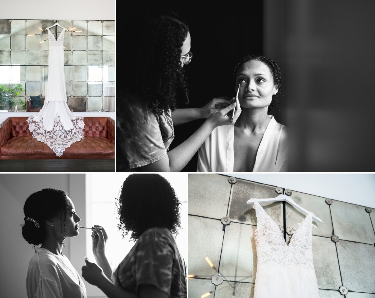 bride getting ready on wedding day 