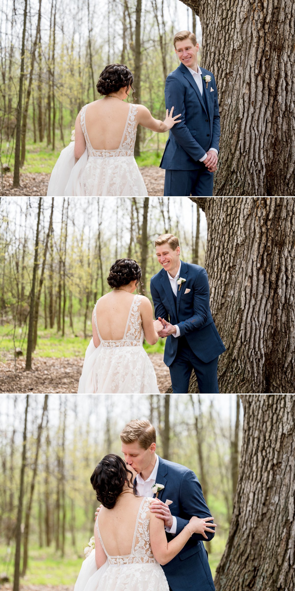bride and groom first look