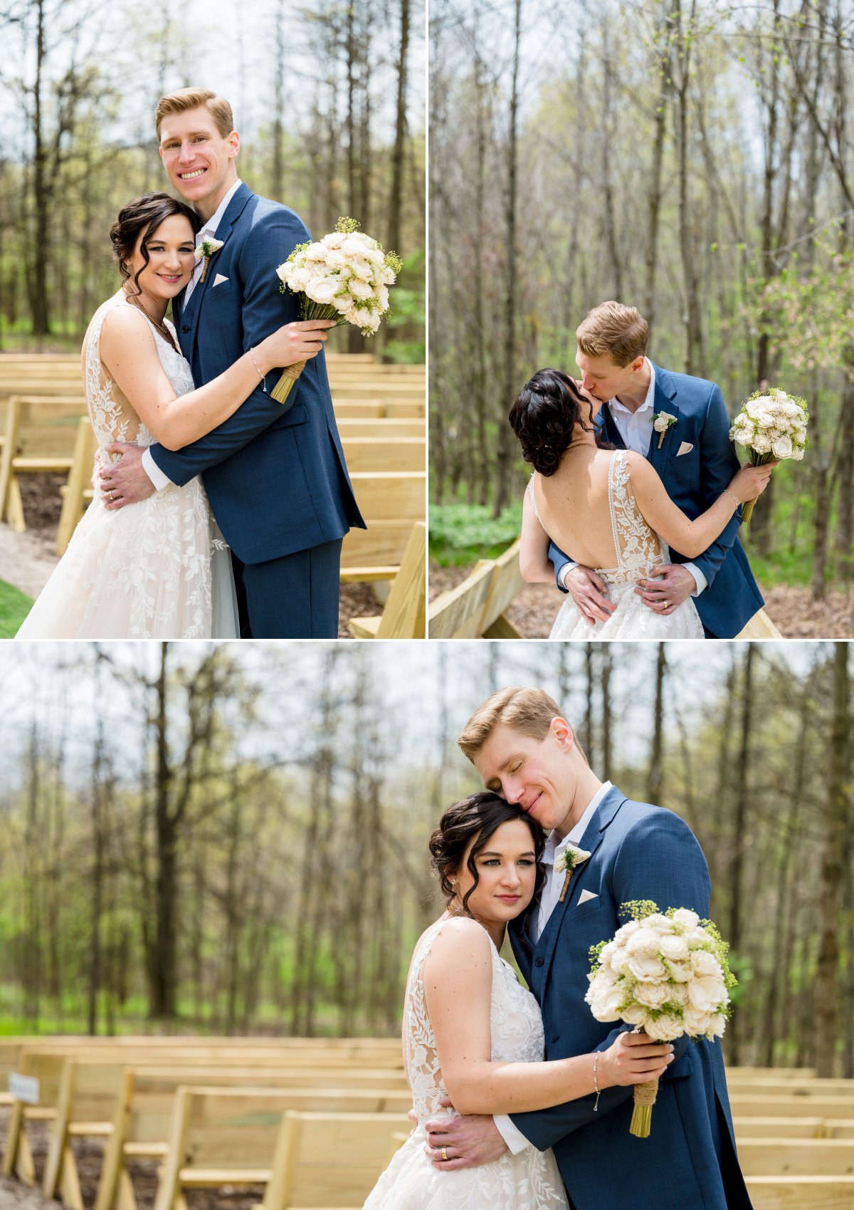bride and groom embracing